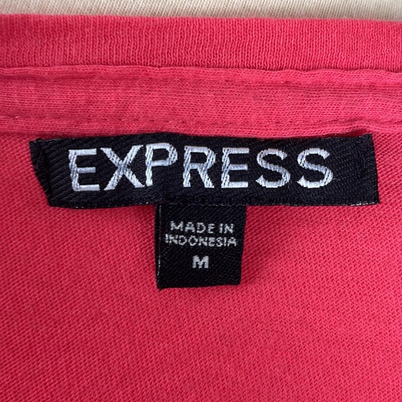 Express Coral Cotton Short Sleeve V-Neck Tee - Size Medium - Picture 7 of 9
